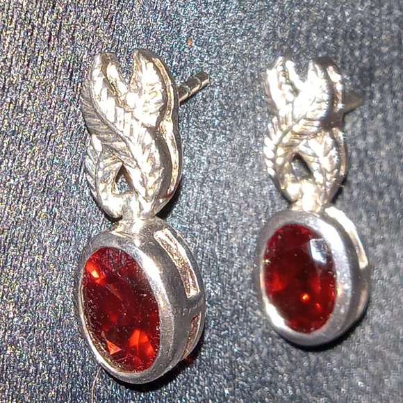Jewelry - 925 Sterling Silver Garnet Earrings